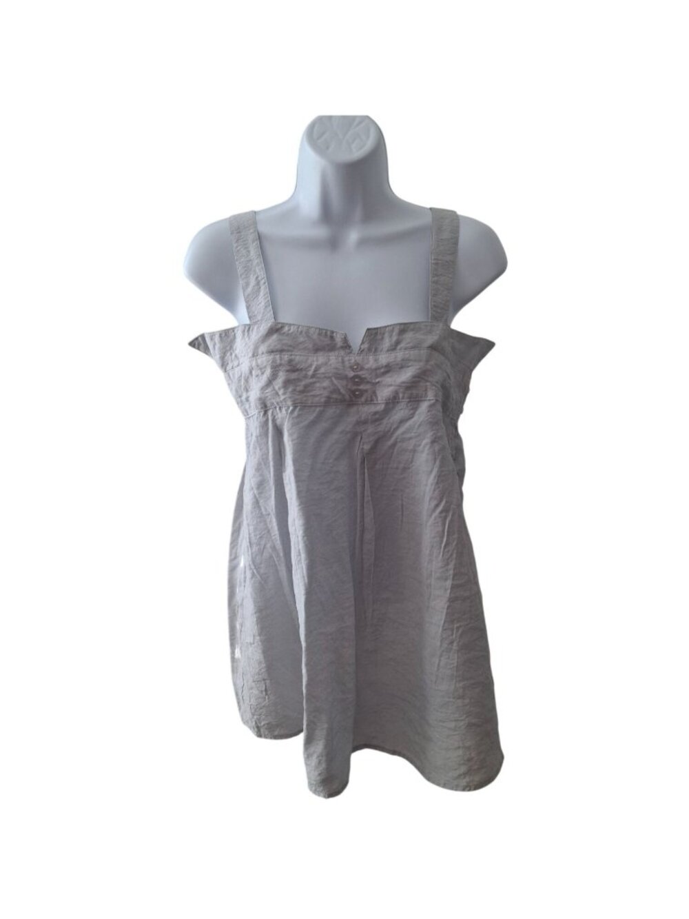 Aziz Gray Sleeveless Empire Waist Top Small Minimalist Casual Capsule Wardrobe